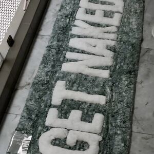 Green and White 'Get Naked' Bath Mat